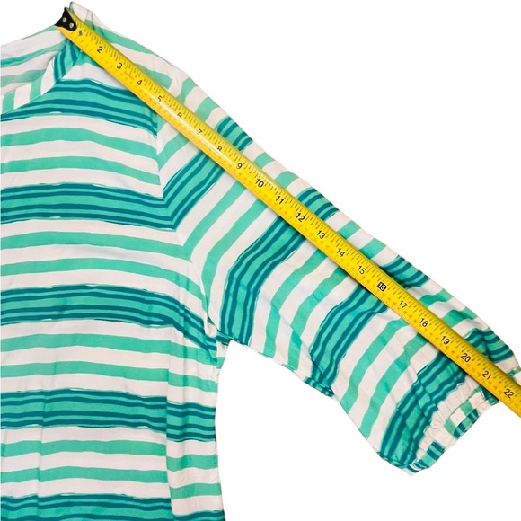 OLD NAVY SZ XL GREEN WHITE MULTI BUTTON FRONT BLOUSE EUC - Picture 3 of 10